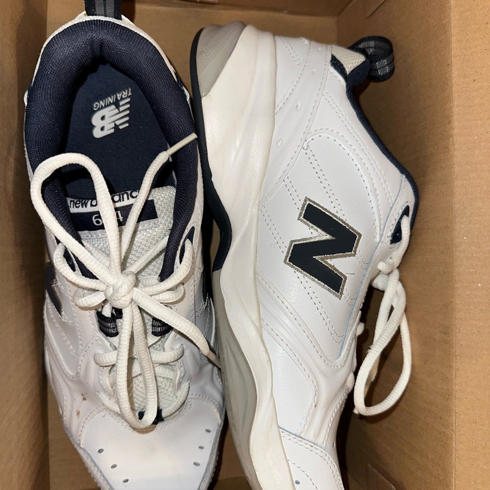 New Balance Kids White and Navy Sneakers